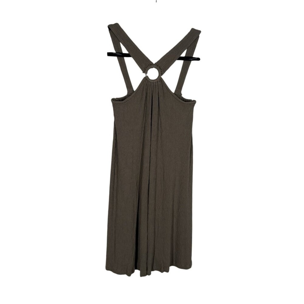 Michael Stars Women XSP Olive Green Boho Crinkle Knit Halter Mini Dress NWT